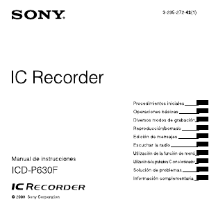 Manual de uso Sony ICD-P630F Grabadora de voz