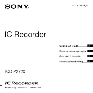 Manual de uso Sony ICD-PX720 Grabadora de voz