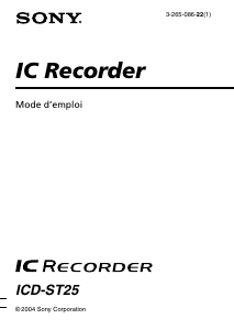 Mode d’emploi Sony ICD-ST25 Enregistreur numérique