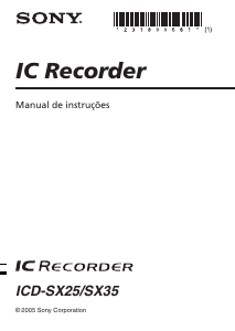 Manual Sony ICD-SX25 Gravador de voz