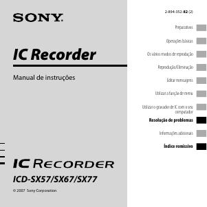 Manual Sony ICD-SX67 Gravador de voz