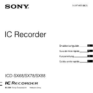 Bedienungsanleitung Sony ICD-SX78 Diktiergerät