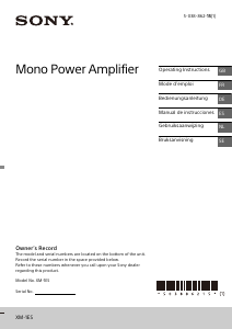 Mode d’emploi Sony XM-1ES Amplificateur de voiture