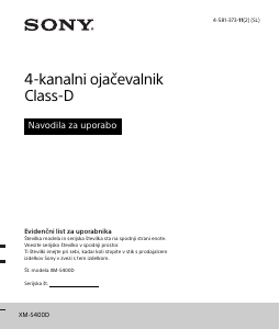 Priročnik Sony XM-S400D Avtomobilski ojačevalnik