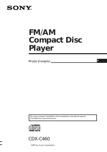 Mode d’emploi Sony CDX-C460 Autoradio