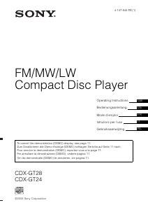 Mode d’emploi Sony CDX-GT24 Autoradio