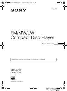 Manual Sony CDX-GT250MP Auto-rádio