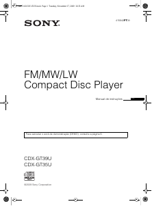 Manual Sony CDX-GT39U Auto-rádio