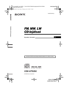 Használati útmutató Sony CDX-GT929U Autórádió