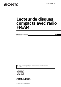 Mode d’emploi Sony CDX-L490B Autoradio