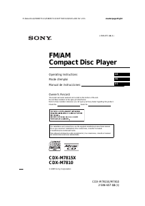 Mode d’emploi Sony CDX-M7810 Autoradio