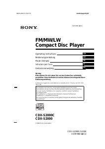 Mode d’emploi Sony CDX-S2000 Autoradio