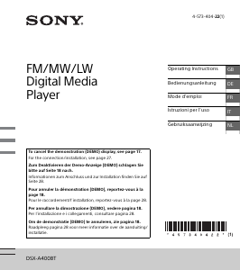 Mode d’emploi Sony DSX-A400BT Autoradio