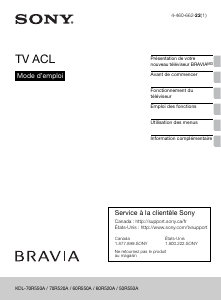 Mode d’emploi Sony Bravia KDL-50R550A Téléviseur LCD