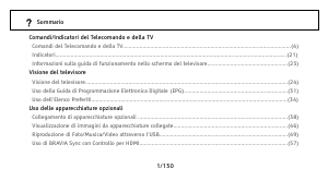 Manuale Sony Bravia KDL-52V5810 LCD televisore