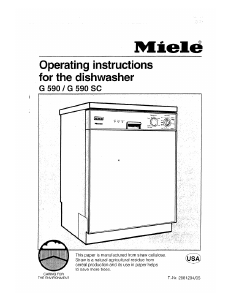 Bruksanvisning Miele G 590 SC Diskmaskin