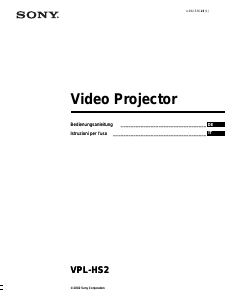 Manuale Sony VPL-HS2 Proiettore