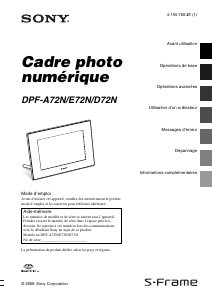 Mode d’emploi Sony DPF-D72N Cadre photo numérique