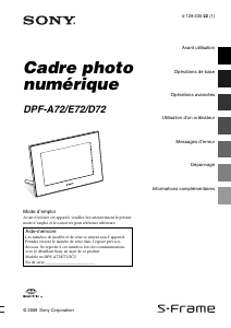 Mode d’emploi Sony DPF-E72 Cadre photo numérique