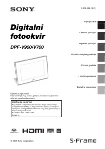 Priručnik Sony DPF-V700 Digitalni okvir za fotografije