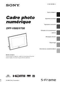 Mode d’emploi Sony DPF-V700 Cadre photo numérique