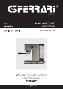 Manuale G3 Ferrari G10189 Tiffany Macchina per espresso
