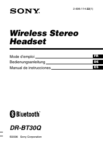 Bedienungsanleitung Sony DR-BT30Q Headset