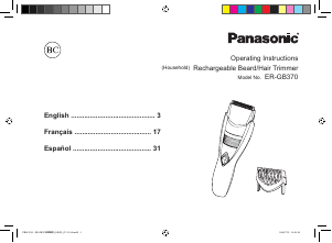 Mode d’emploi Panasonic ER-GB370K Tondeuse à barbe