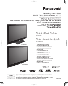 Mode d’emploi Panasonic TH-65PZ850 Viera Téléviseur plasma