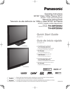 Manual Panasonic TH-58PZ850 Viera Plasma Television