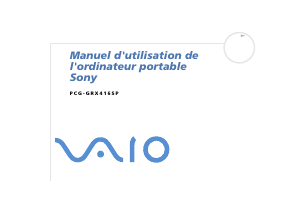 Mode d’emploi Sony Vaio PCG-GRX416SP Ordinateur portable