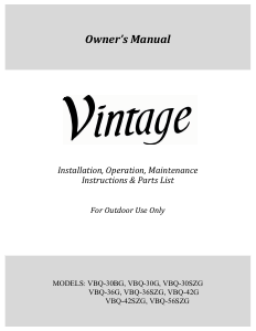 Bruksanvisning Vintage VBQ-36G Utegrill