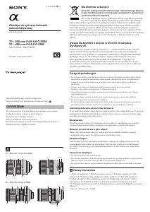 Instrukcja Sony SAL70400G Obiektyw