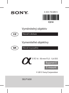 Návod Sony SELP1650 Fotografický objektív