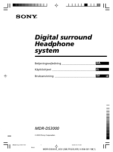 Brugsanvisning Sony MDR-DS3000 Hovedtelefon