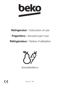 Manual BEKO BCSA285K4SN LH Fridge-Freezer