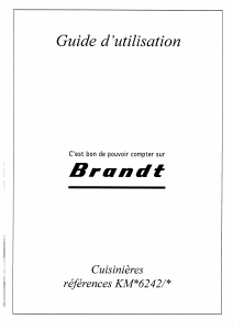 Mode d’emploi Brandt KMB6242 Cuisinière