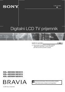 Priručnik Sony Bravia KDL-46D3000 LCD televizor