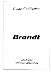 Mode d’emploi Brandt KM250TE1 Cuisinière