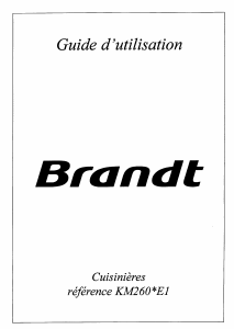 Mode d’emploi Brandt KM260WE1 Cuisinière