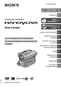 Mode d’emploi Sony DCR-DVD602E Caméscope