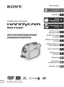 Mode d’emploi Sony DCR-DVD605E Caméscope