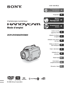 Mode d’emploi Sony DCR-DVD805E Caméscope