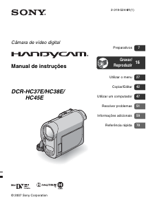 Manual Sony DCR-HC38E Câmara de vídeo