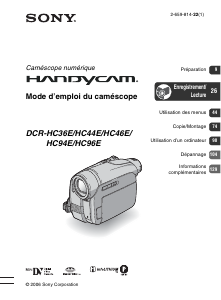 Mode d’emploi Sony DCR-HC46E Caméscope