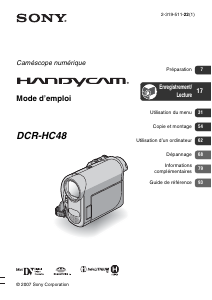 Mode d’emploi Sony DCR-HC48E Caméscope