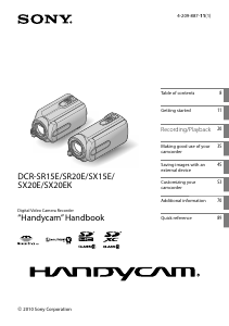 Manual Sony DCR-SX20E Camcorder