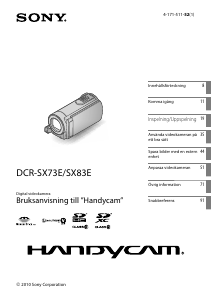 Bruksanvisning Sony DCR-SX73E Videokamera