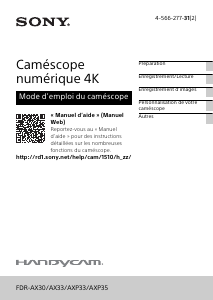 Mode d’emploi Sony FDR-AX33 Caméscope