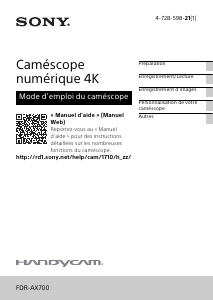 Mode d’emploi Sony FDR-AX700 Caméscope